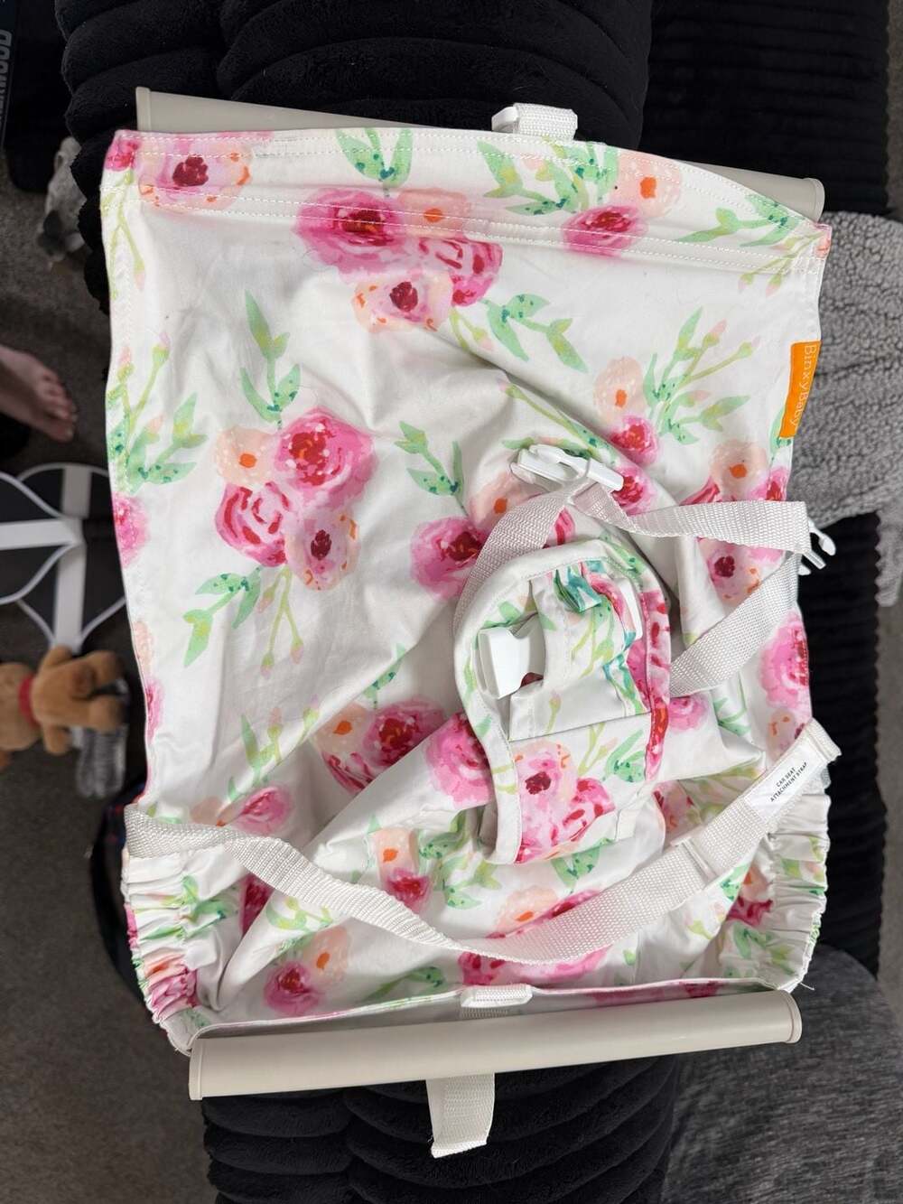 Binxy Baby Floral Pink Portable Kids hammock for wagons, shopping carts